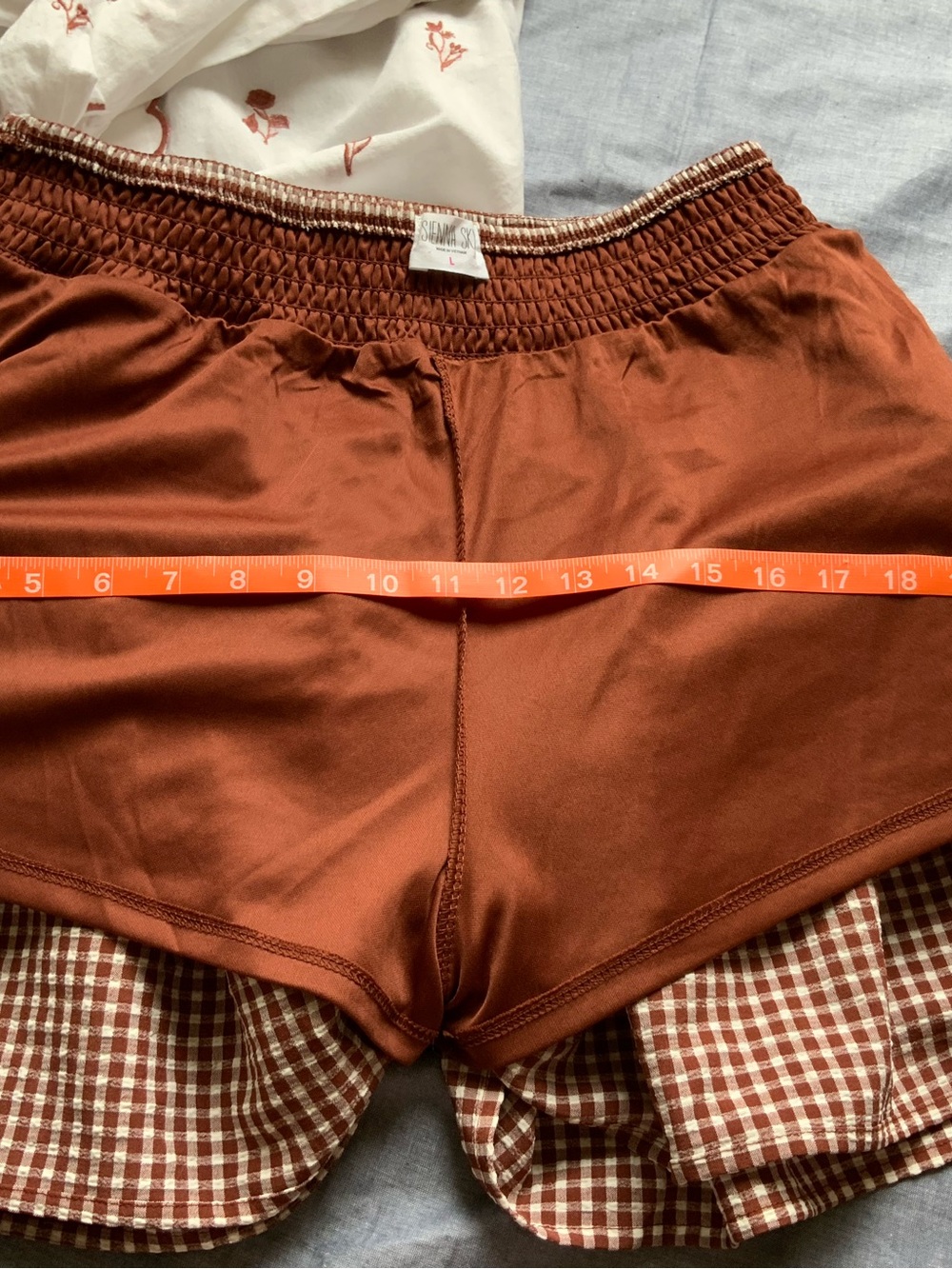 Sienna Sky Brown Gingham Tiered Smocked Mini Skort Skirt - Picture 3 of 7